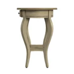 Goldoma 26 inch beige oval farmhouse end table with drawer and shelf