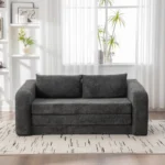 Soft chenille loveseat sofa bed with convertible armrest and backrest in modern tufted design