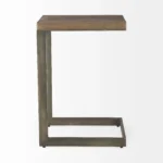 Goldoma 26 inch brown square end table with storage shelf - solid wood and metal