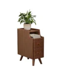 US Stock Modern Luxury Small Solid Walnut Side Table with 2 Drawers Narrow Design for Bedroom Home Furniture CTG040 - Image 7