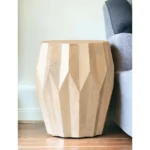 23" HMS Natural Solid Wood Round Drum Console Table End Table - Image 2