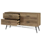 Goldoma rustic walnut TV cabinet with 4 drawers in a living room