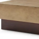 Goldoma 39 inch bronze copper and brown steel square block coffee table in a modern living room
