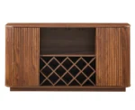 Goldoma Modern Wavy Curve Sideboard with wine rack and adjustable shelves in a dining room