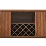 Goldoma Modern Wavy Curve Sideboard with wine rack and adjustable shelves in a dining room