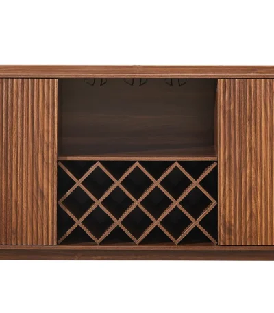 Goldoma Modern Wavy Curve Sideboard with wine rack and adjustable shelves in a dining room