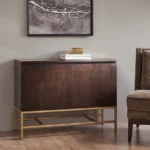 Modern solid wood lighted accent cabinet with adjustable mirror for bedroom makeup storage