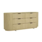 Goldoma solid wood vanity table with 6 drawers and curved design, a stylish makeup dressing table for bedroom