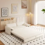 Modern Design Velvet Reclining Comfortable 3-in-1 Convertible Sofa Bed Storage Space for Hotel Bedroom Apartment Living Room