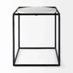 Goldoma 22" Black Marble Round End Table – side view