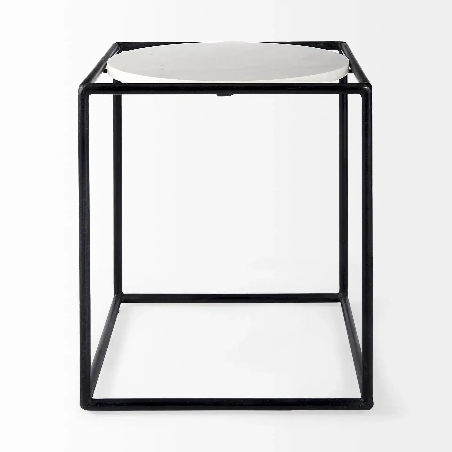 Goldoma 22" Black Marble Round End Table
