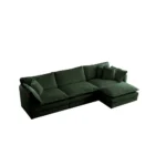 Free Combination Comfy Upholstery Modular Oversized L Shaped Sectional Sofa With Reversible Ottoman, Green Chenille - Image 3