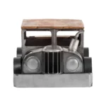 Goldoma vintage truck coffee table with solid wood top and grey metal base in living room