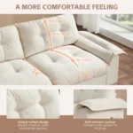 Multifunctional L-Shape Sectional Sofa Soft Chenille Cushion Unique Tufted Design Dual-Port Charging Cup Holder Side Recliners - Image 3