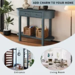 Living Room Cabinets with Curved Design and Smooth Glaze for Entryways, Living Rooms and Hallways (Navy) - Image 3