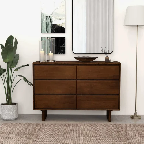 H499c1437311245a4a783fe91e8e508fd5.webp Goldoma Dubrovnik solid wood dresser with 6 drawers in natural wood finish modern style