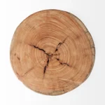 Reclaimed wood end table, 18 inch round distressed brown side table from Goldoma
