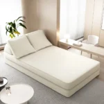 Multifunctional Reclining Convertible Sofa Bed 2 Removable Backrests Eco-Friendly Upholstered Deep Seat for Living Hotel Bedroom - Image 13