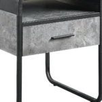 Goldoma 22 inch square end table with drawer and shelf in concrete gray and black for living room