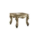 Goldoma 26 inch gold patina square end table in living room setting with elegant finish