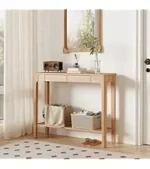 Goldoma Walnut Wood Thin Console Table – slim space-saving entryway table in walnut finish