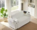White Sectional Loveseat Sleeper Sofa with Storage Armrest & USB Port