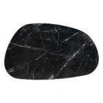 Black marble coffee table 54 inch free form Goldoma with genuine marble top and black wood frame