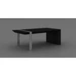 Goldoma 48-inch distressed sled coffee table in black and silver with open shelf