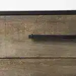 Goldoma Brown and Black Distressed Accent Display Cabinet with Three Drawers – top view