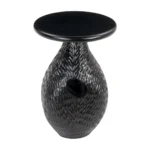 Goldoma 20-inch black solid wood round farmhouse accent table with pedestal base and textured top