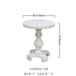 Goldoma rustic white round solid wood coffee table with antique finish in living room