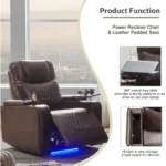 Goldoma power motion recliner in brown with USB charging port, hidden storage, and 360° swivel tray table