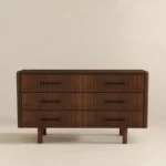 Goldoma modern solid wood makeup vanity dresser with 6 drawers and lighted mirror