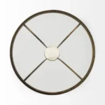 Goldoma 24-inch round black and white glass end table with metal frame, modern glass end table for living room