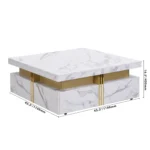 Modern white square coffee table with 4 drawers in living room - Goldoma