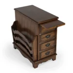 Goldoma rustic end table with drawer and magazine rack in cherry brown distressed finish