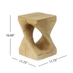 Goldoma twisted side table – natural wood-like magnesium oxide accent table for indoor or outdoor use