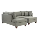 Goldoma 3-Piece L-Shape Convertible Fabric Sectional Sofa in Gray with tufted back and wood legs in a modern living room
