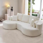 106 In. 2-Piece Modern Reclining Fabric Cloud Curved Sectional Sofa Set with Chaise for Villa Living Room Bedroom Apartment-Gray - Image 9