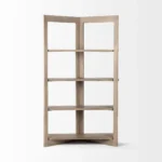Goldoma 72-inch solid wood bookcase with four shelves in industrial design, warm brown finish for home office