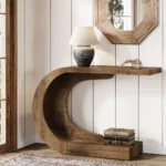 43.3 inch mid-century console table in natural MDF wood finish for entryway and living room decor