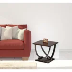 Goldoma small entryway table in black and brown in a modern entryway