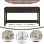 Rustic console table with drawers and shelf in espresso finish, perfect for entryway organization