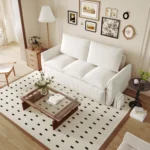 2-Seater Foldable Convertible Sleeper Sofa with 2-in-1 Pillow & Blanket Set Multi-Functional Velvet Loveseat Bed for Living Room - Image 3