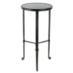 Goldoma 24 inch rustic black iron square end table in a living room setting