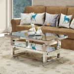 Goldoma convertible coffee table with adjustable height and tempered glass top in modern design