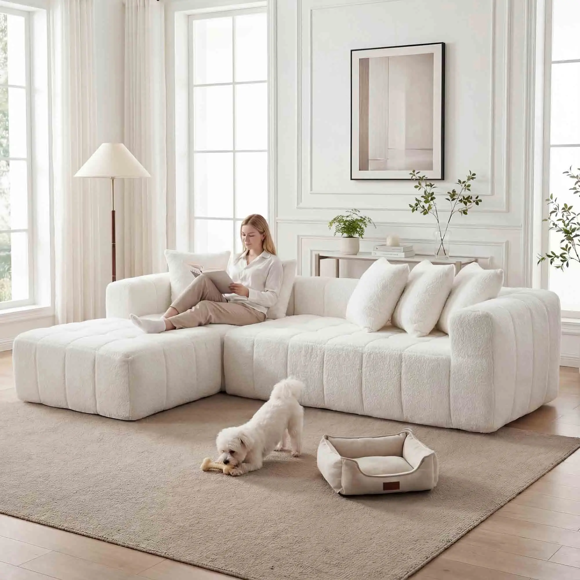 H50e765508676401089b430a4712db8c9o.webp 107.9" Cloud Modular Sectional Sofa with L-Shape Chaise Modern Minimalist Fabric Furniture Set Corner Sofa for Living Room - Image 1