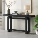 Goldoma modern entryway console table with storage in pine veneer, featuring triple rectangular top and lower shelf