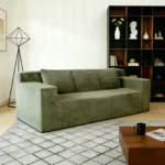 Goldoma convertible corduroy sofa set with deep seat and memory foam in a modern living room