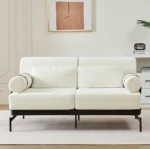 Goldoma modern loveseat with USB ports, corduroy chenille cover and wood legs